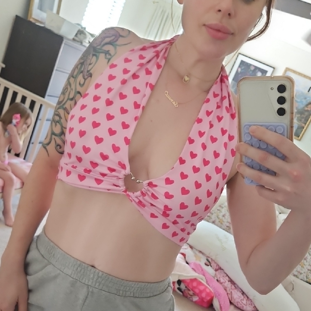 Pink Hearts Valentine Crop Top